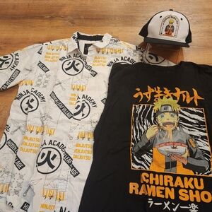 Naruto Bundle(3): Tee (XXL), Overshirt (L), Cap, Anime Ichiraku Ramen Shop *note
